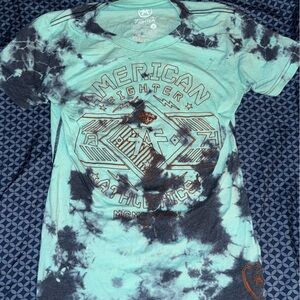 American Fighter Aqua and Black Graphic Tee